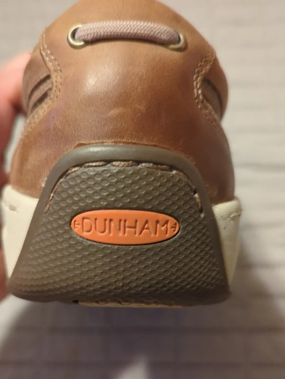 Dunham Brown Leather Men's Boat Shoes with Light Brown Laces